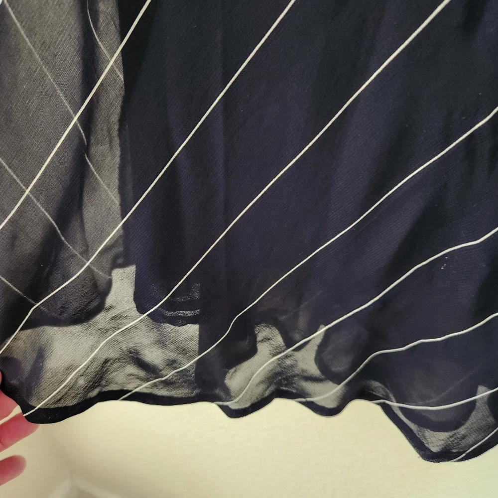 Vintage Lauen Ralph Lauren Navy White Bias Striped Skirt Size 10 28.5" - Picture 4 of 6